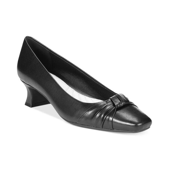 Easy Street Waive Pumps Black 7.5 Square Toe Low Heel Bow Detail $70 - Picture 1 of 3